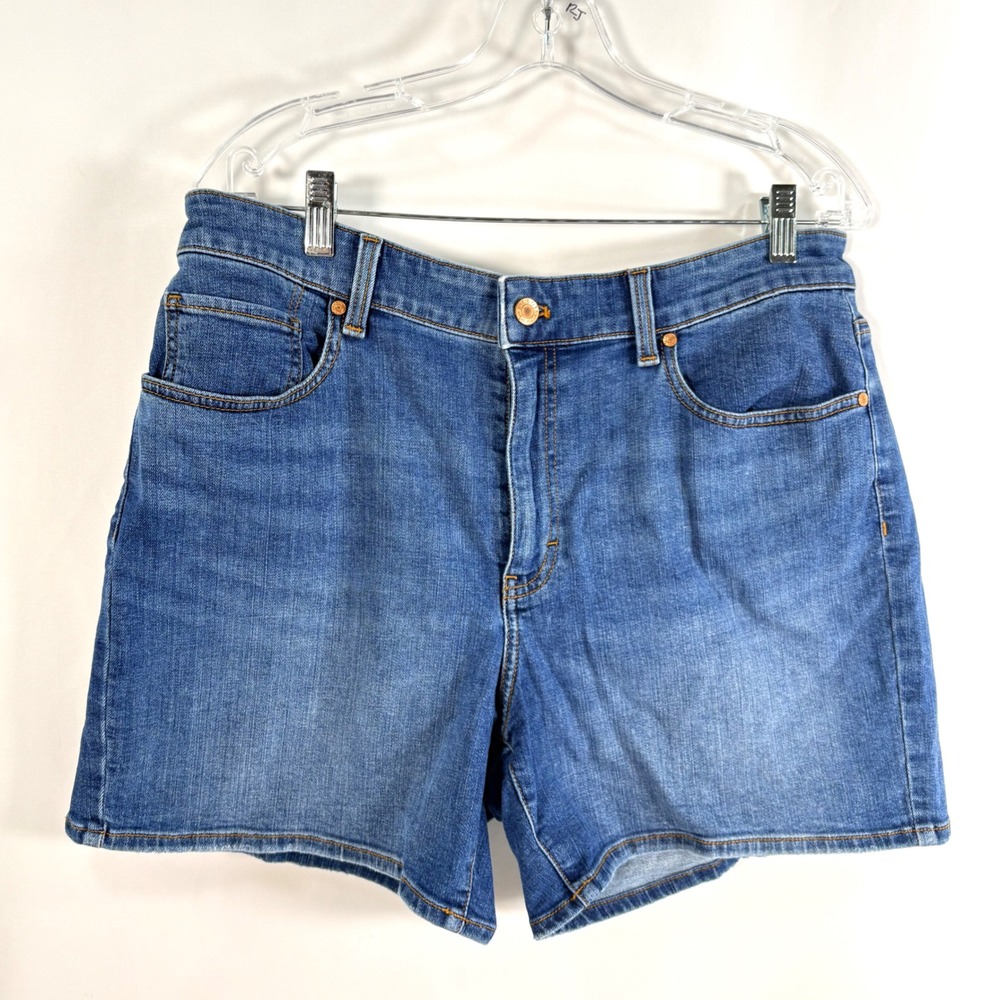 Talbots Relaxed Girlfriend Denim Shorts Blue Medium Wash 5 Inch Inseam Size 12